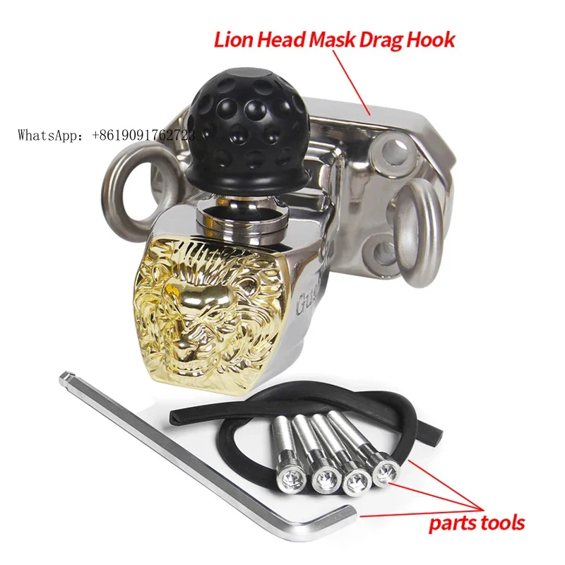 ZAIQU Prado قناع أسد السيارة من الفولاذ المقاوم للصدأ وصلة مقطورة الإنقاذ على الطرق الوعرة مع حلقة قاعدة وملحقات خطاف سحب الكرة