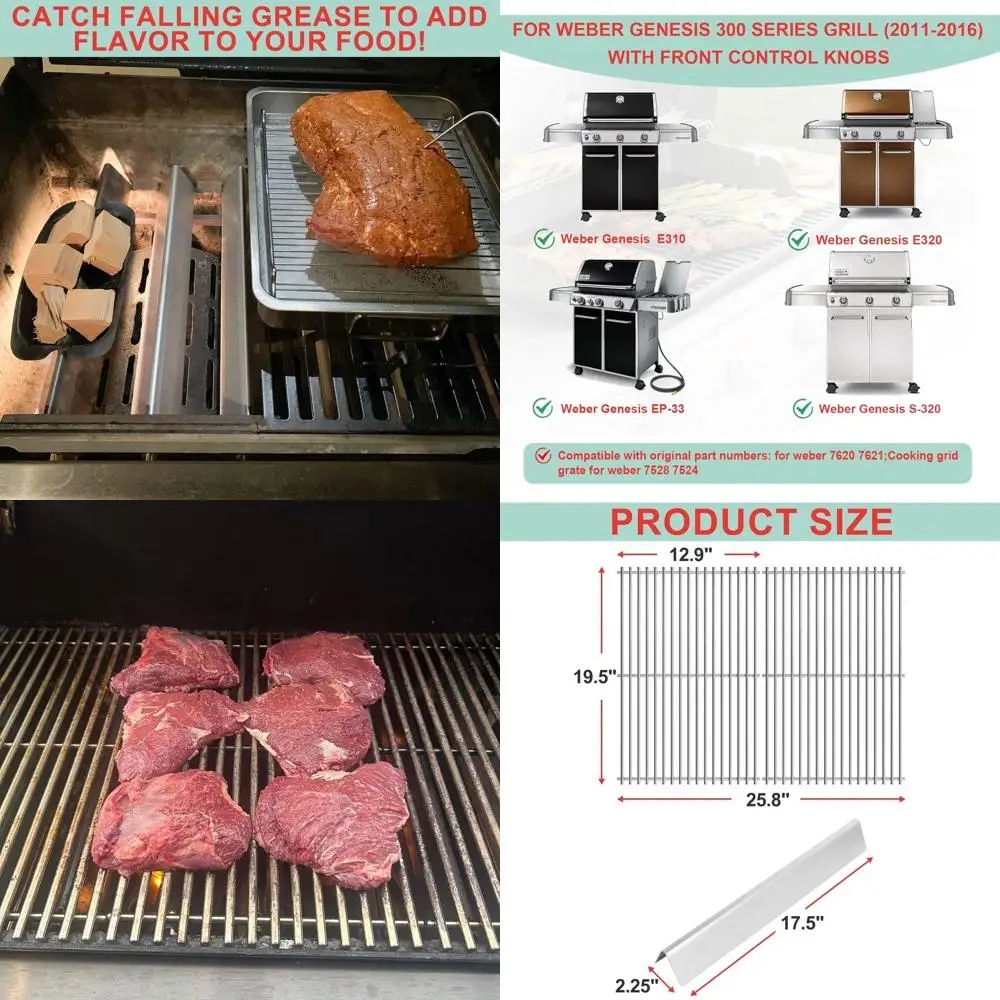 

Gas Grill with 7620 Lavorizer Bars and 7528 Grill Grates, Compatible with Genesis 300 Series Grills