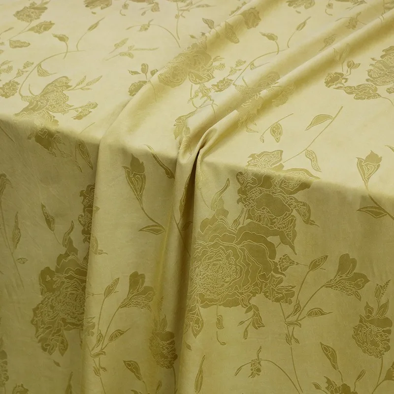 Hand-dyed natural fabric with tussah silk jacquard leather