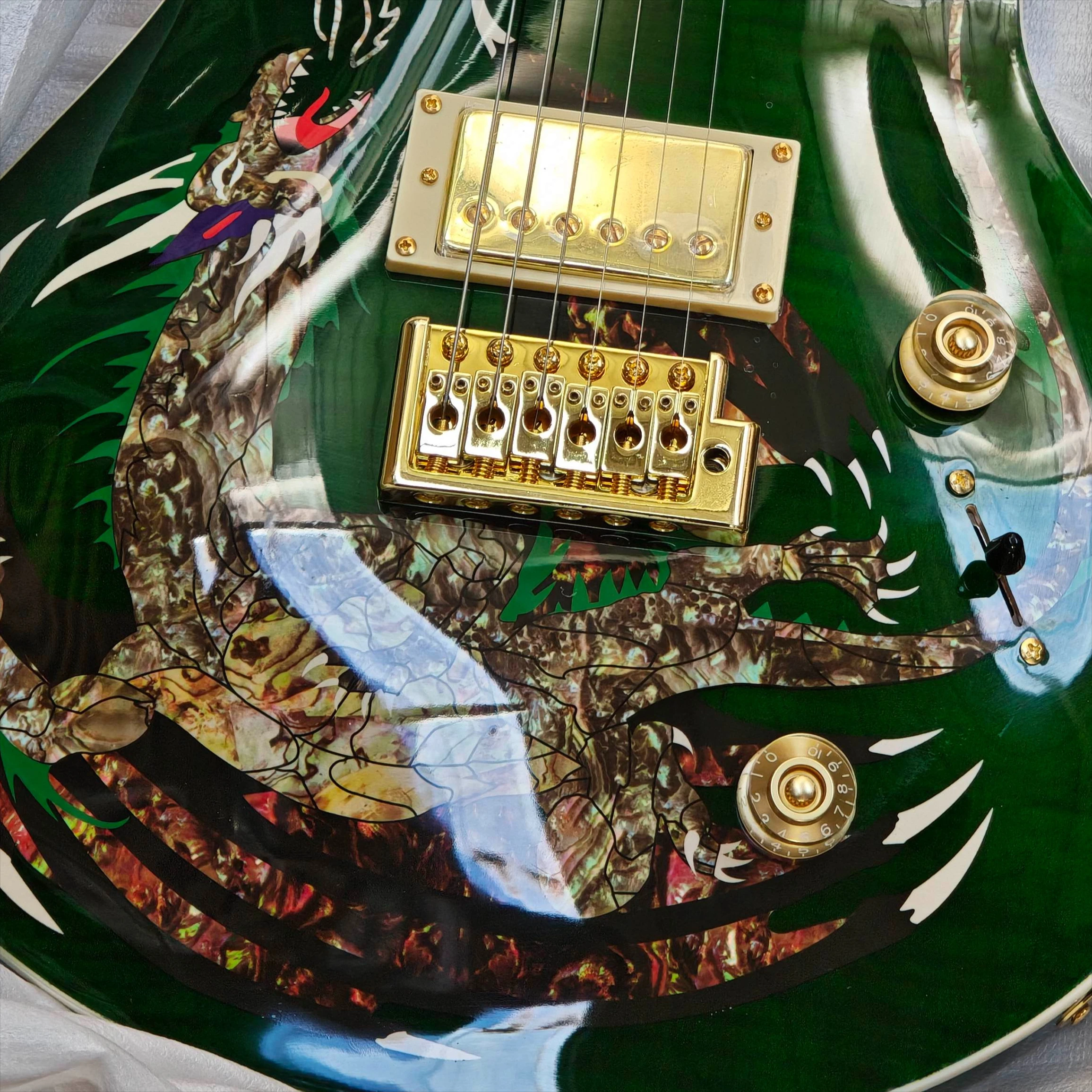 Green Dragon 2026 Hot Gloss Gold Hardware Motif PRS Electric Guitar HH Pickups Mahogany Body Bird Inlay 24 Tone view 5