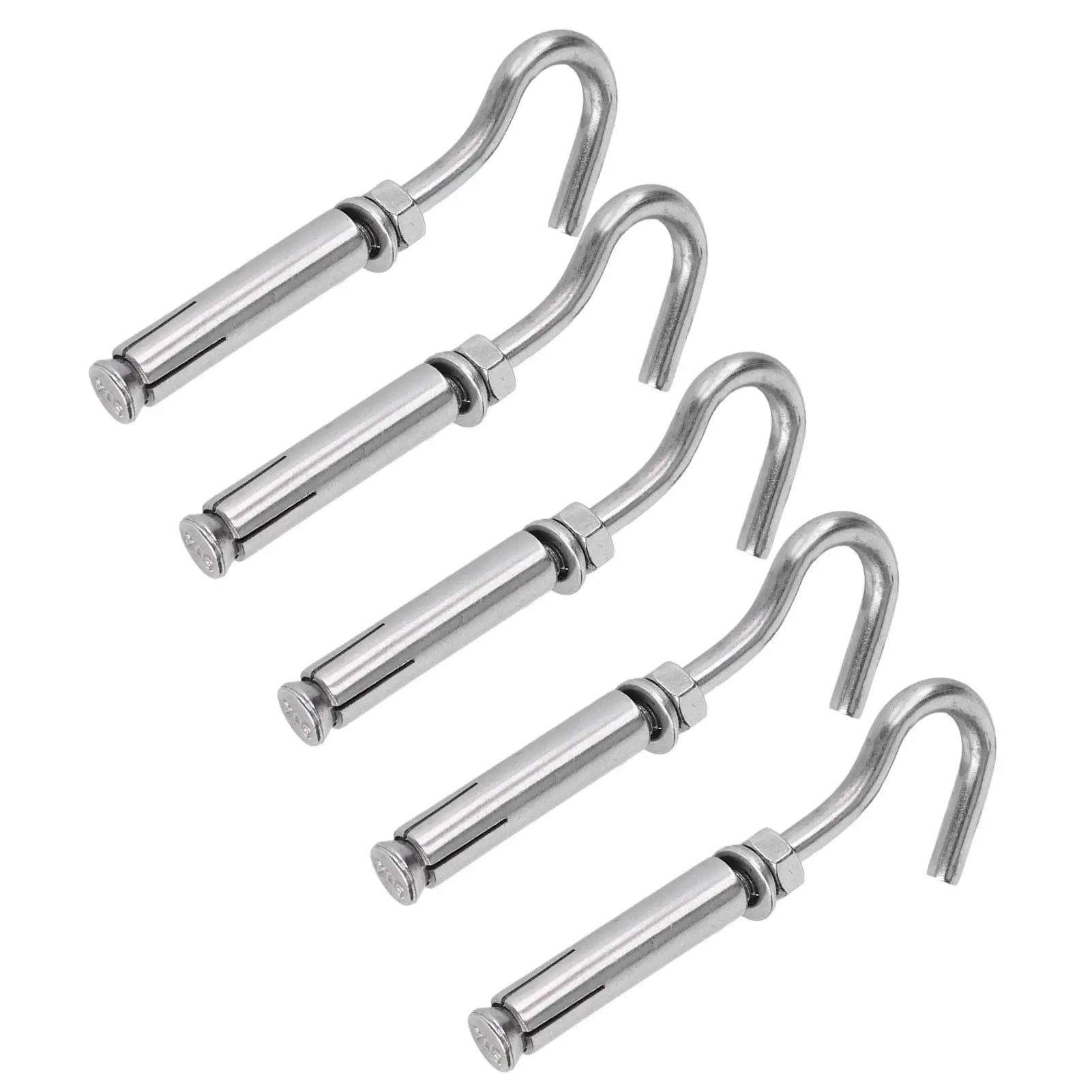 5pcs 304 Stainless Steel Expansion Screws Hooks M6 M8 M10 M12 - Ideal for hanging Baskets & Ceiling Fans