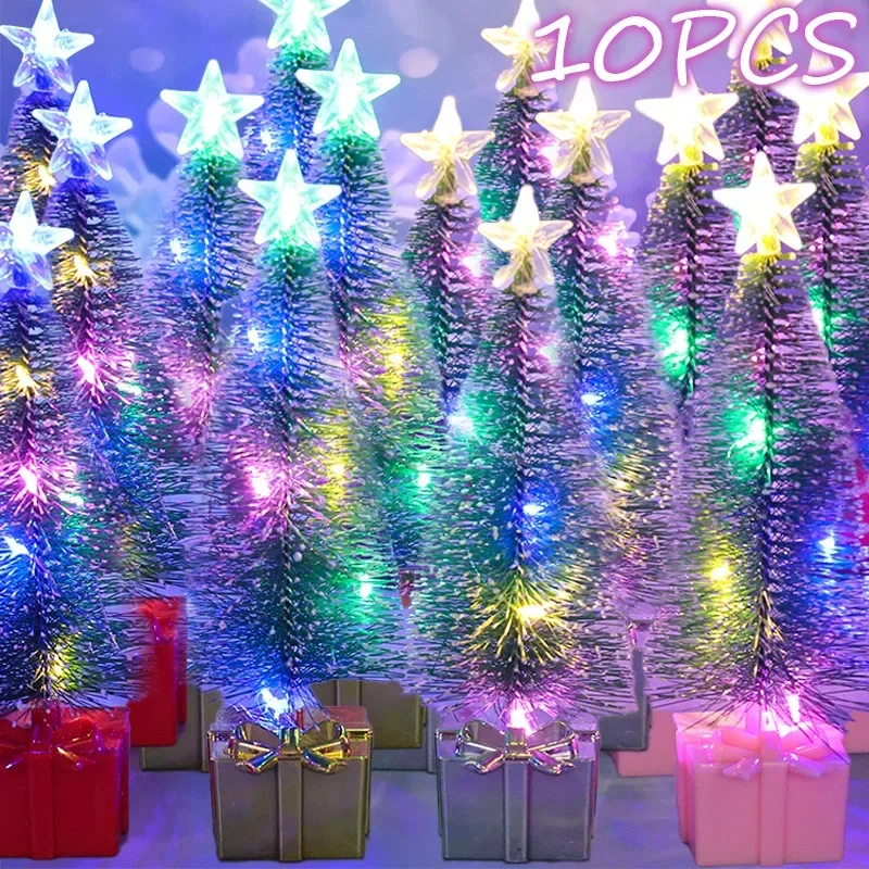 10/1pcs LED Christmas Tree Night Light MINI สีสันสดใส Xmas Tree DIY เทียนโคมไฟเครื่องประดับสําหรับปีใหม่ PARTY home Decor