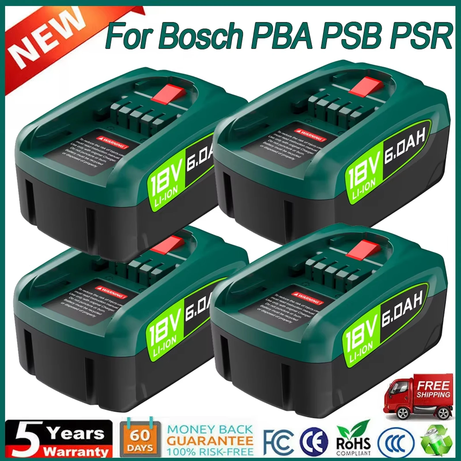 6.0A pour Bosch 18V Li-ion Rechargeable 18650 batterie professionnelle pour Bosch PBA maison et jardin outils électriques batterie de remplacement