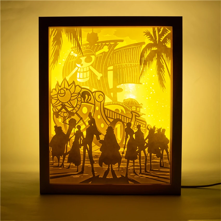 One Piece night lights around Luffy Valentine's Day birthday gift lamps paper carved lamp children's room decorative fixtures