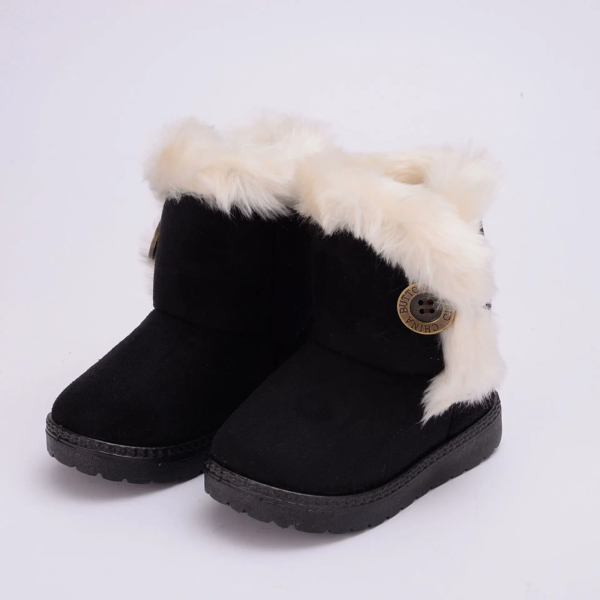 Kids' Snow Boots Button Decorations Solid Color Thickened Girls Extra Cotton Inside Keep Children Warm Children' Everyday Boots