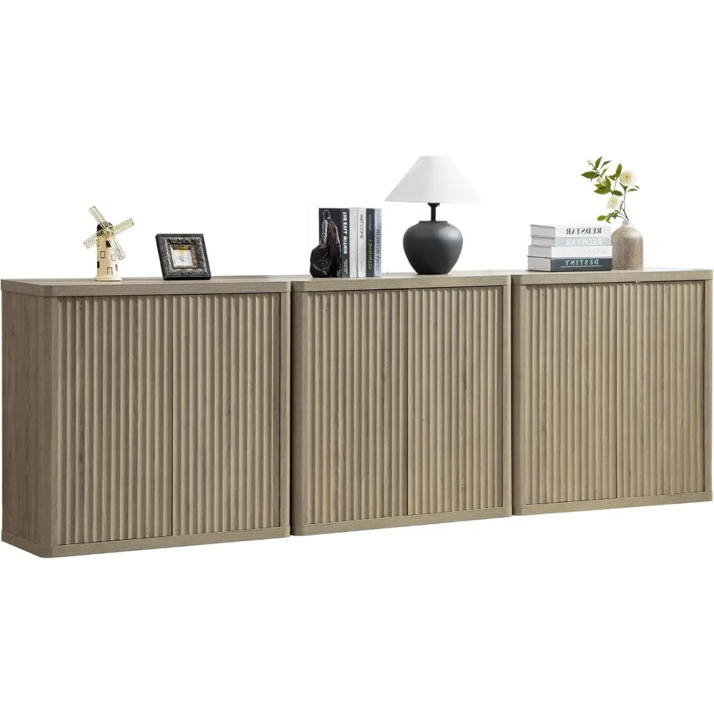 

Buffet Cabinet with Storage Sideboard Accent Modern Credenza with Doors & Shelves Wood Mid Century Coffee Bar Table (3PCS)