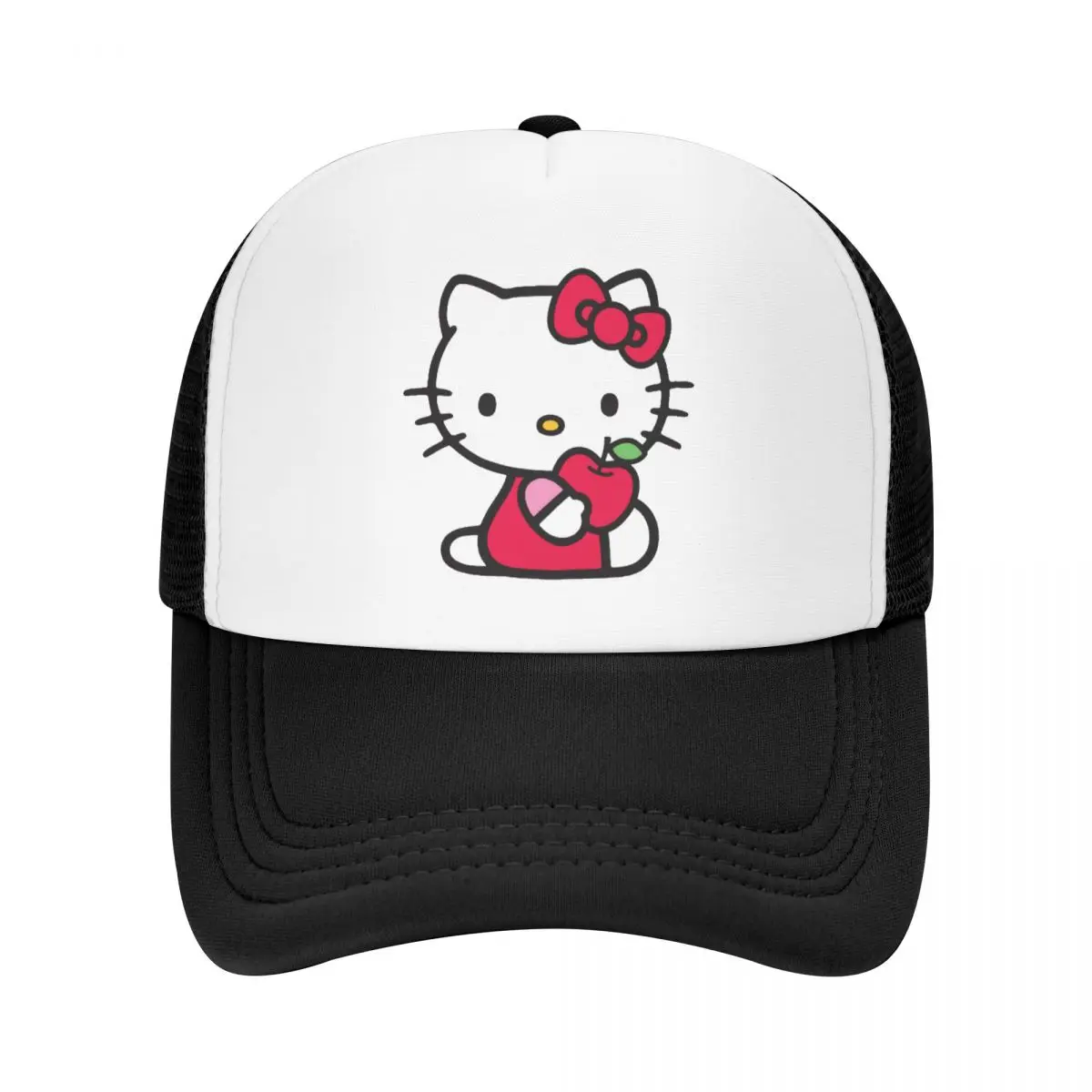 

NEW Unisex Hats Hello Kitty Eat Apple Mesh Baseball Cap Casual Dad Hat Trucker Caps