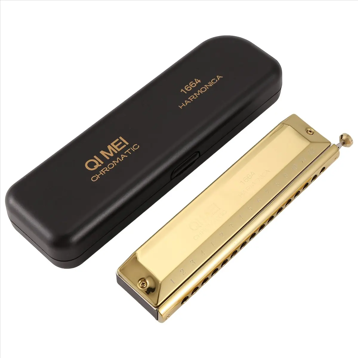 【HOT!TURE】QI MEI Chromatic Harmonica 16 Hole 64 Tone Mouth Organ Instrumentos Key of C Professional Musical Instruments