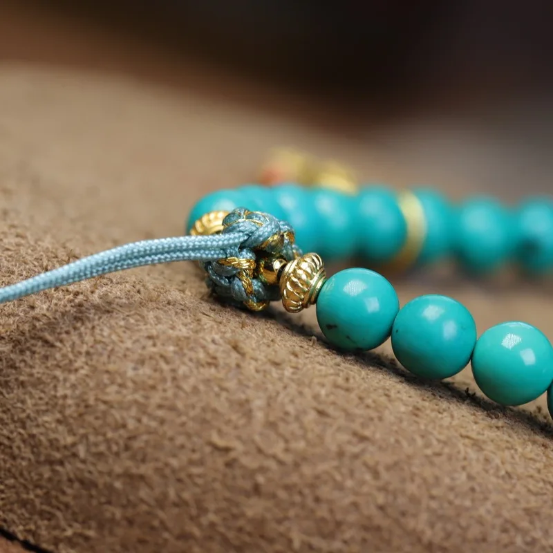 Magnesite-optimized high-porcelain and blue-green turquoise universal chain paired with a Dzi bead versatile necklace