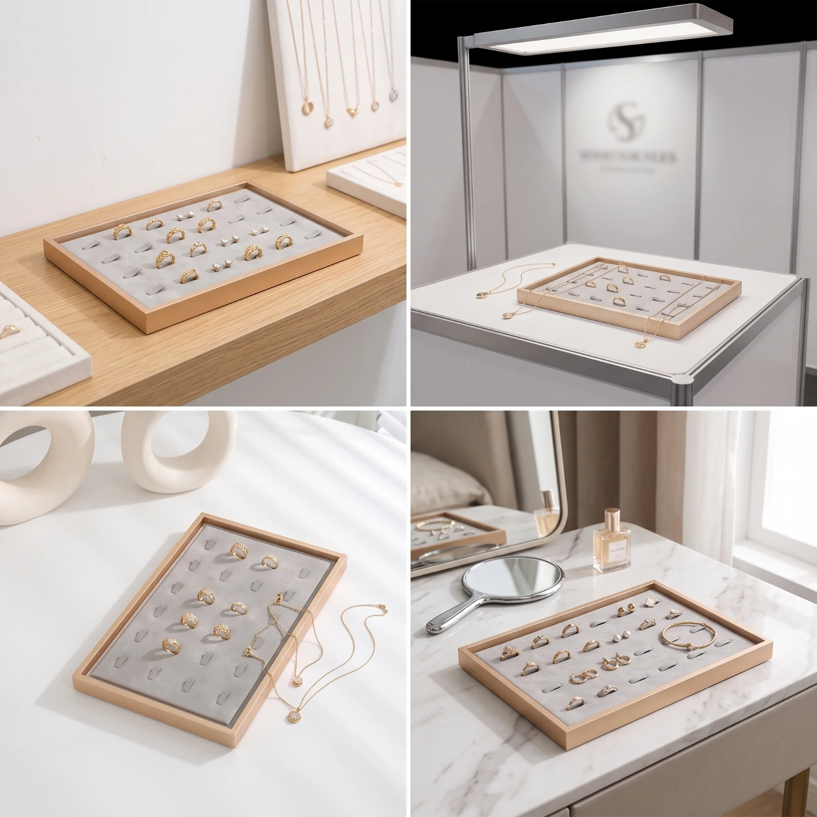 Jewelry Display Rack Rectangular Jewelry Holder with Padded Panel Band Display Tray Display Tray Slim Sturdy for Retailers