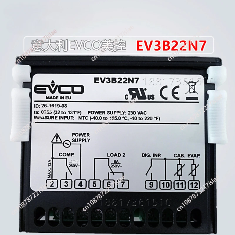 Italy EVCO Meikong EV3B22N7 Low Temperature Controller Bottled Beverage Freezer Kitchen Counter Refrigerator Thermostat