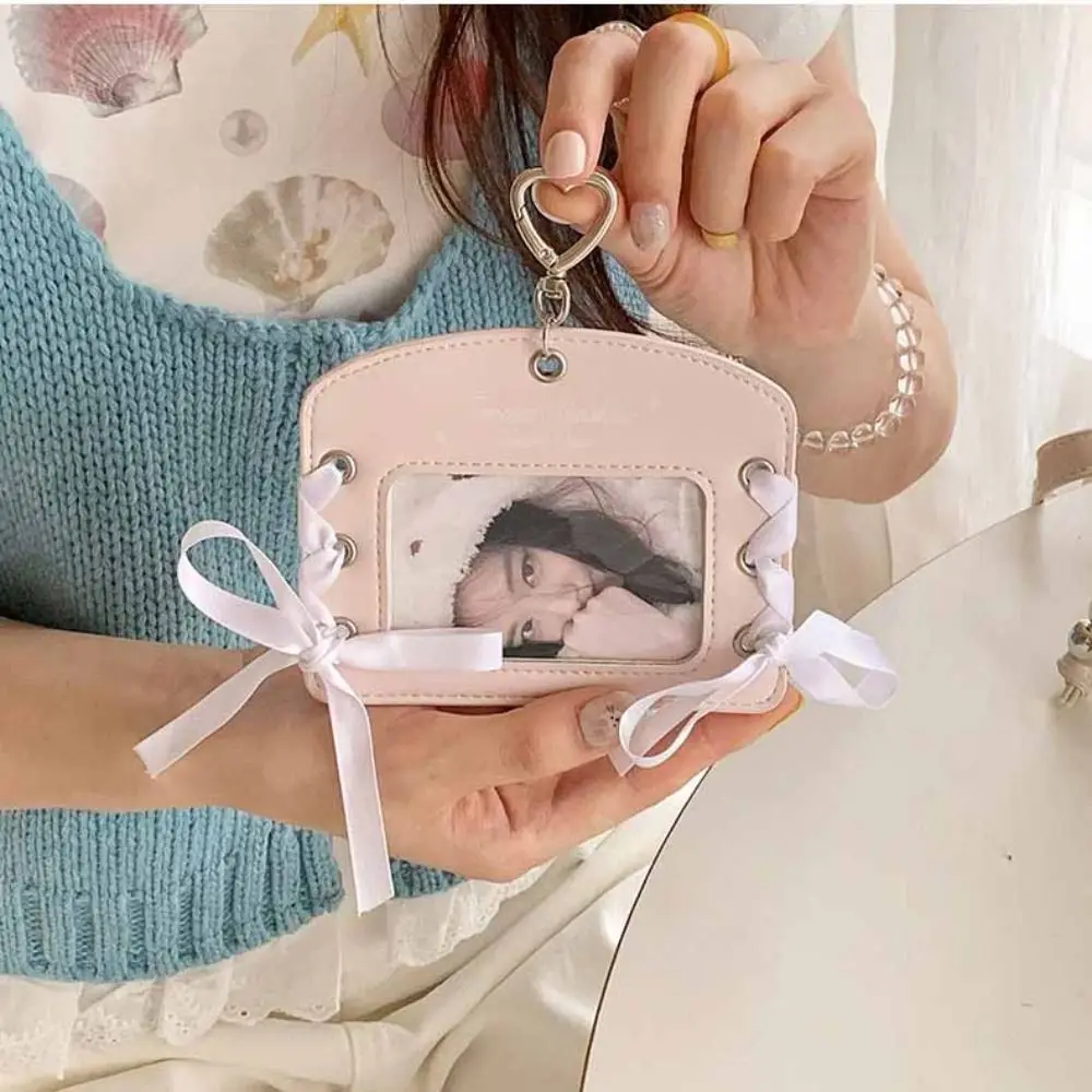 Kawaii الكورية المعبود Balletcore Photocard حامل الشريط DIY بها بنفسك بولي PU Photocard حامل بطاقة كم غطاء بطاقة الهوية حافلة حامل بطاقة الطالب
