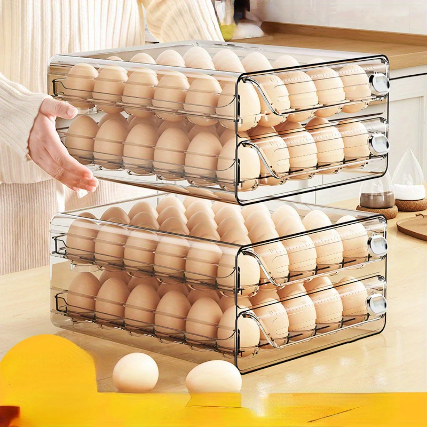 BPA-Free 1pc Transparent Egg Organizer - Premium Freshness, Compact & Stackable Space-Saver for Fridge, Secure Grip, Easy Clean