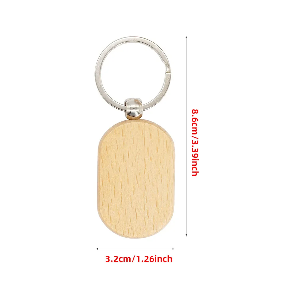 10pcs Runway shape Wood Keychains Blanks Wooden Racetrack Keyrings Suitable for Laser Engraving Gift