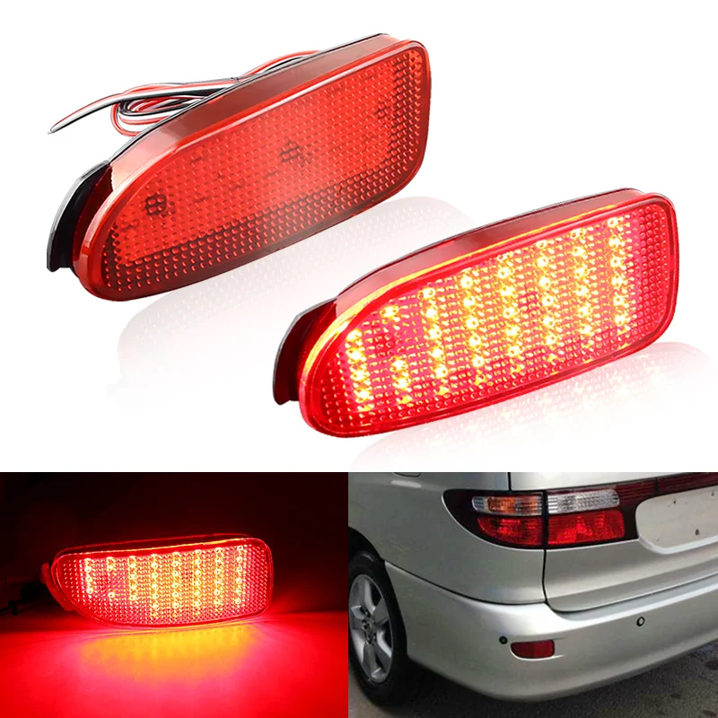 

2pcs RED/Smoke Lens 84-SMD for Toyota Previa Estima 30 LED Bumper Tail Reflector Marker Light Running Light Fog Lights