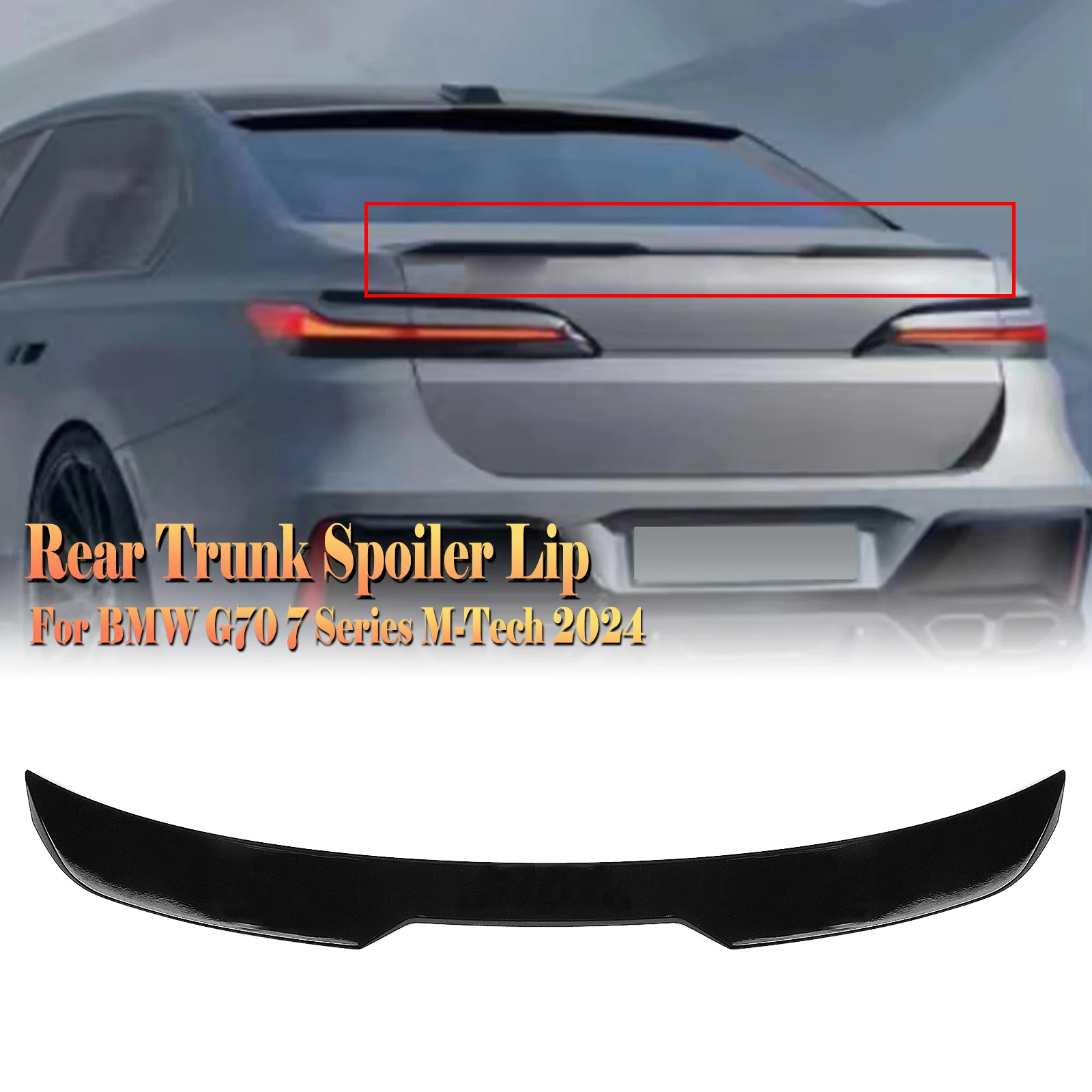 Rear Trunk Lid Spoiler Lip Wing For BMW 7 Series G70 M Tech 2024 Glossy Black Tailgate Splitter Trim