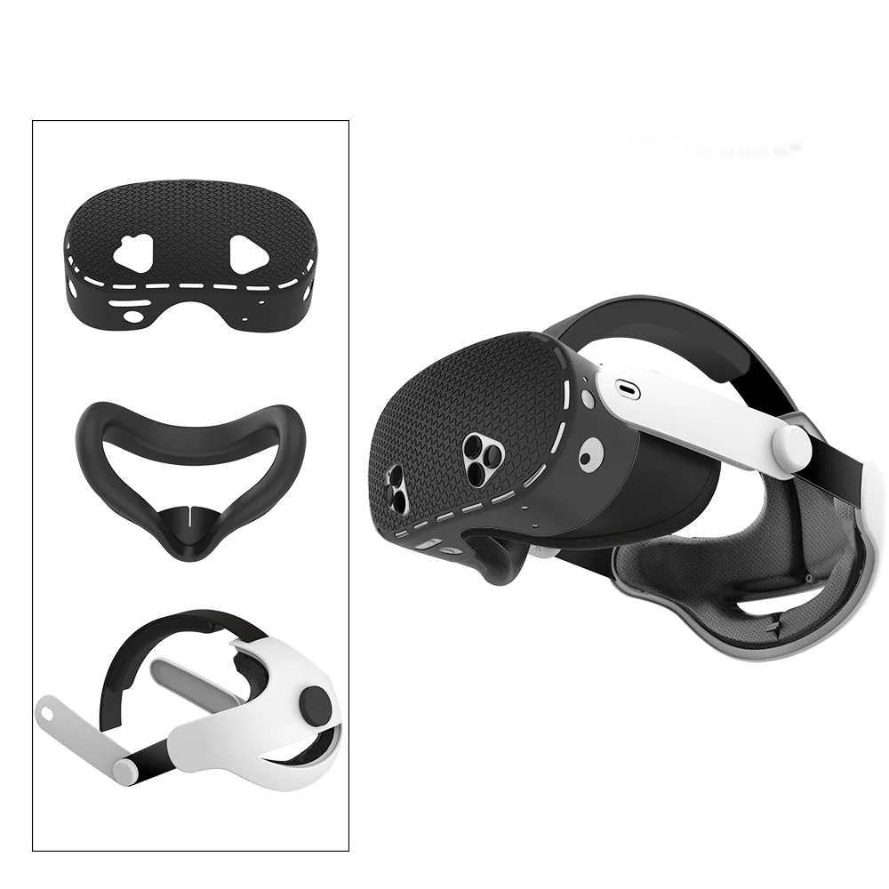 For Quest 3S Upgraded Comfort Elite Head Strap Silicone Mask Front Cover VR Accessory Head Strap 3-in-1 for Meta Quest 3S