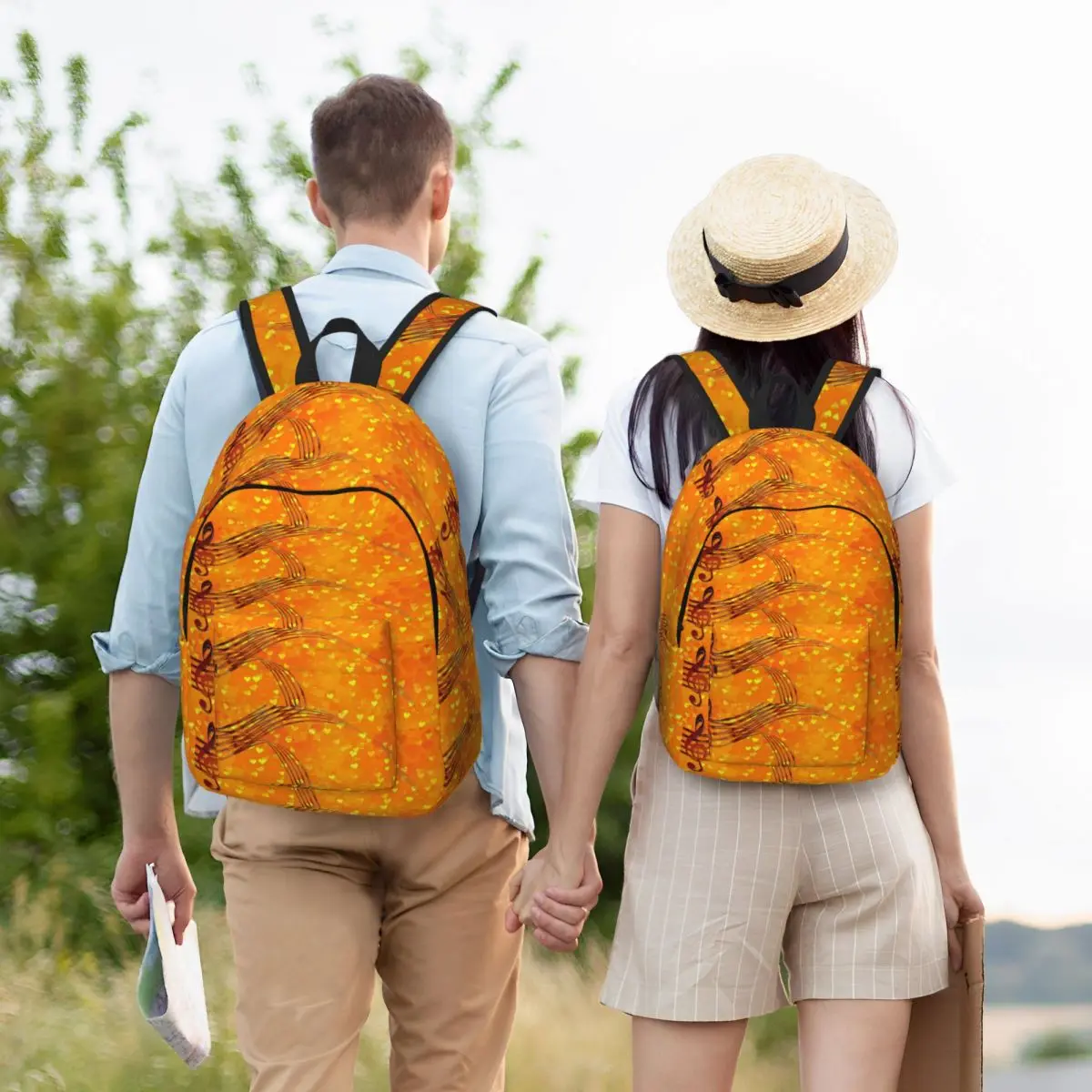 

Music Hearts Backpack Student Boys Girls BookBag Children School Bag Laptop Shoulder Bags for Men Women