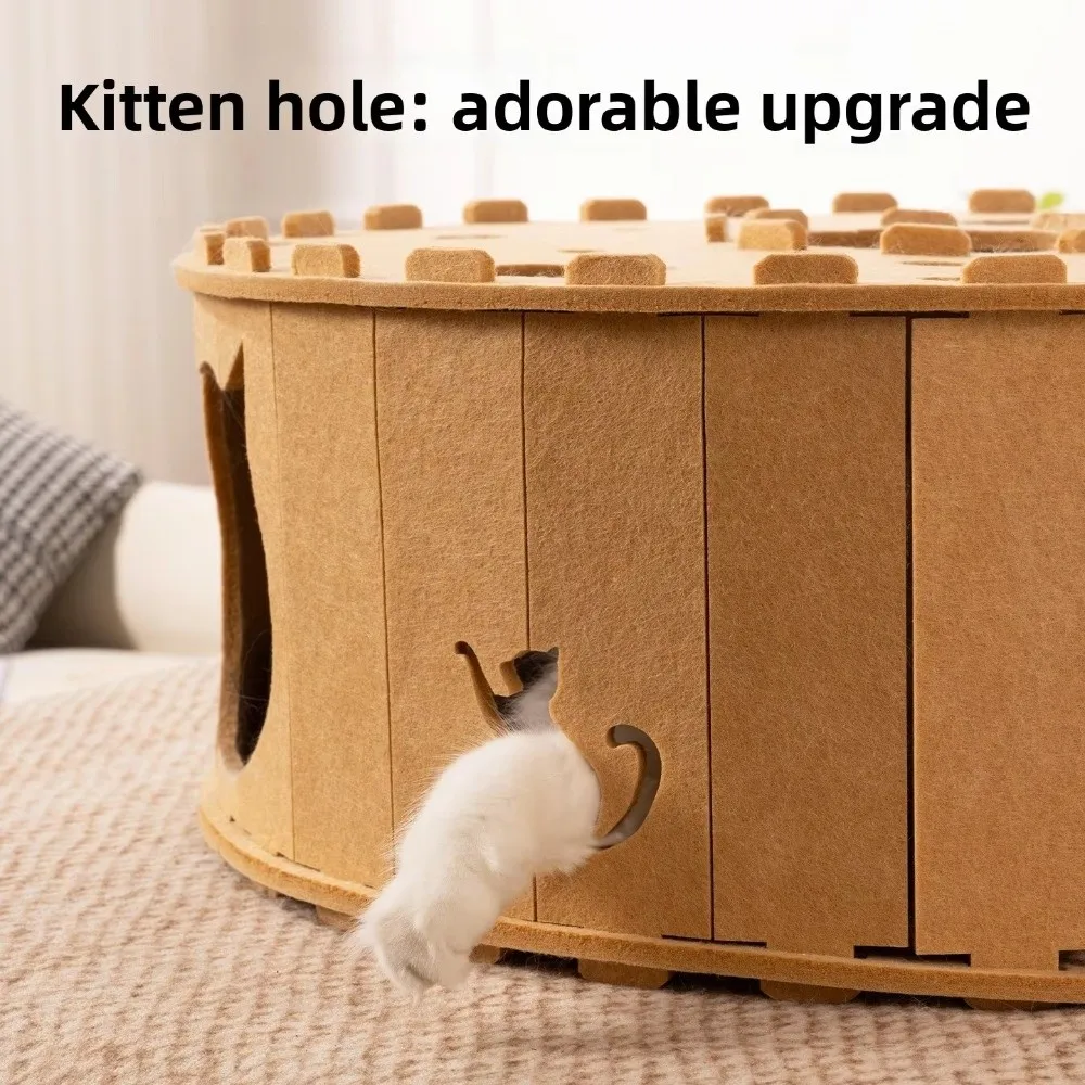 

Wear-Resistant Cat Tunnel House Non-Shedding Breathable Felt Cat Tunnel Removable Half-Closed Cat Hiding Nest All-Season