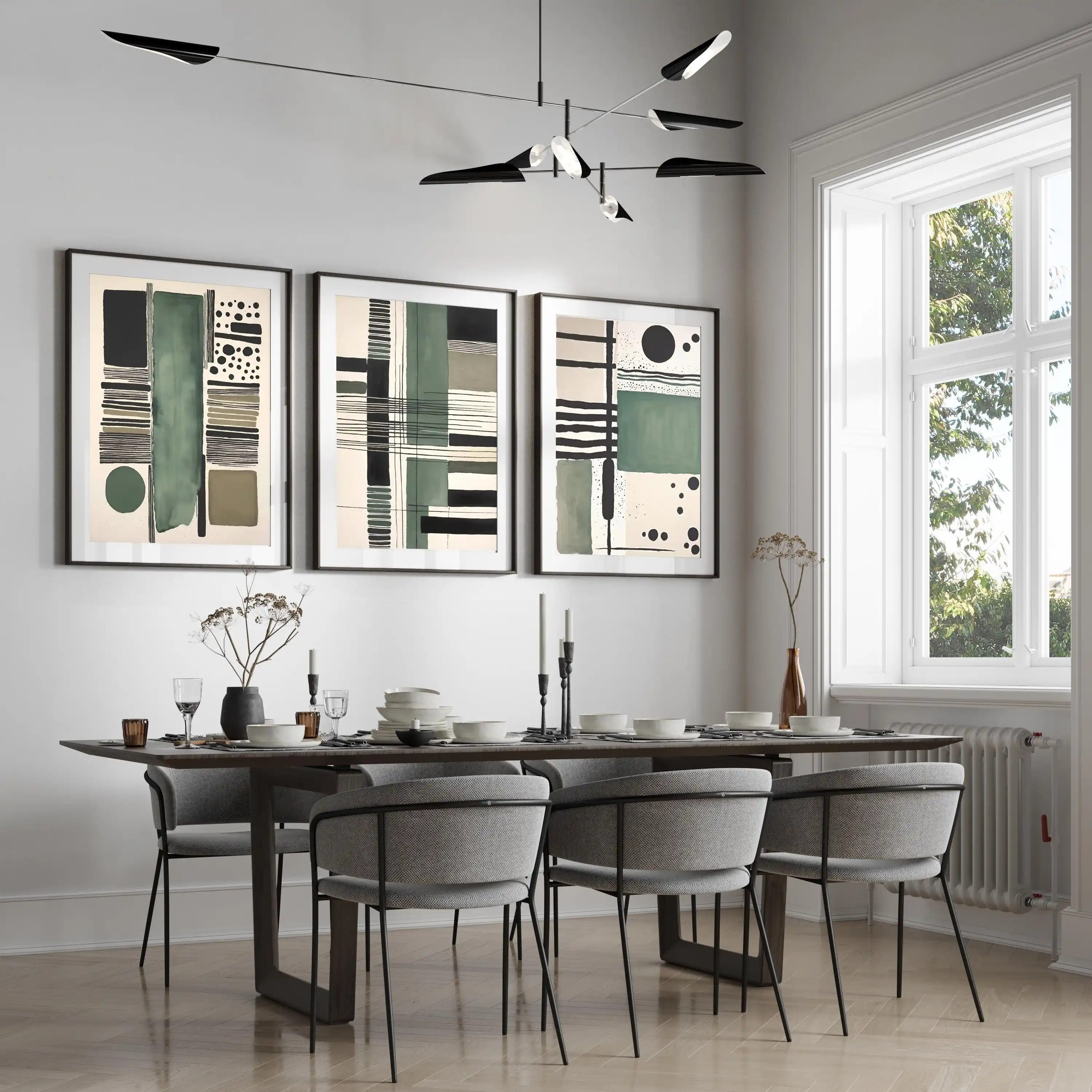 Home Decor Frames - Impresiones Abstractas en Verde Neutro, Arte