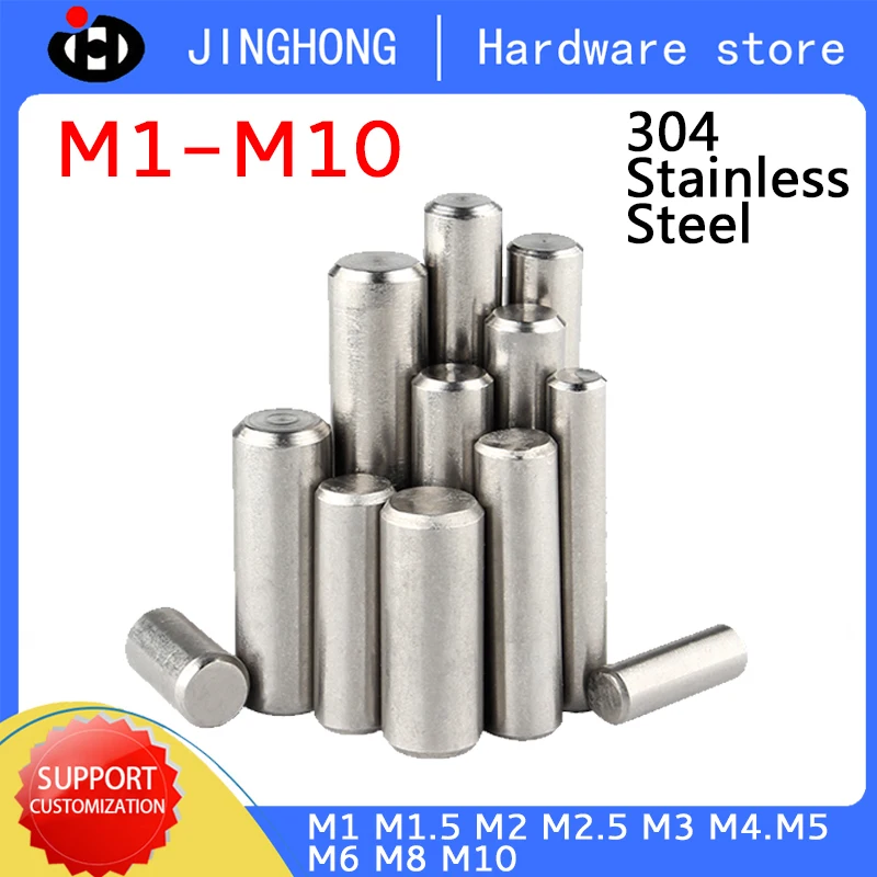 M1 M1.5 M2 M2.5 M3 M4 M5 M6 M8 M10 Cylindrical Pin Locating Dowel 304 Stainless Steel Fixed Shaft Solid Rod GB119 4~100mm