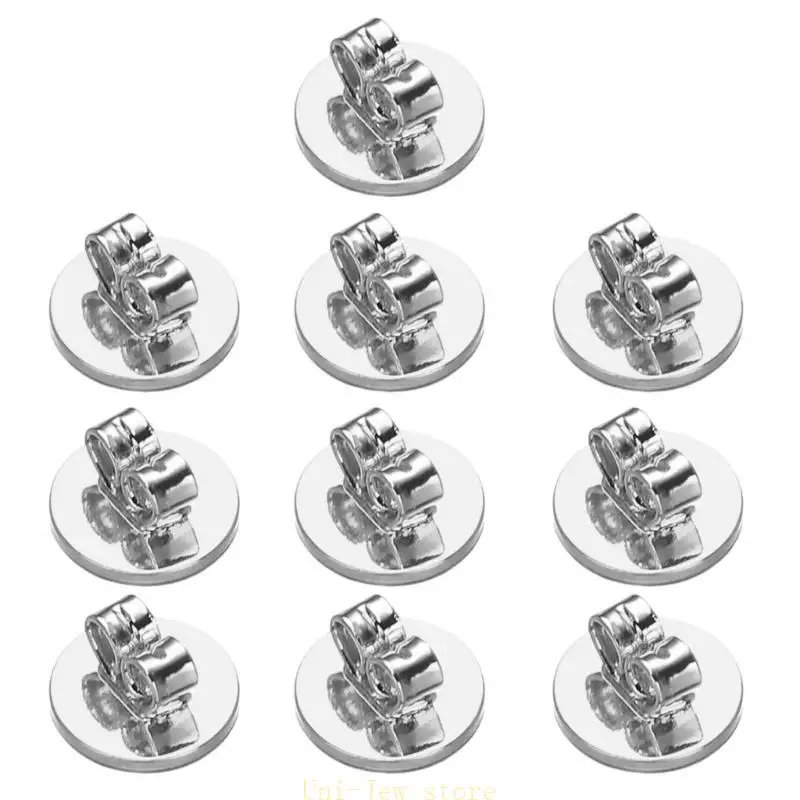 

40GB 10pcs Round Disc Earring Stoppers Butterfly Clasp Ear Closures Plug for Earrings
