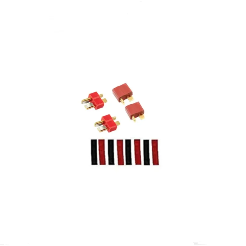 2/5/10 Pairs Red Ultra T-Plug Connectors Deans Style Male and Female with Heat Shrink Tubing for RC Charger LiPo Battery ESC