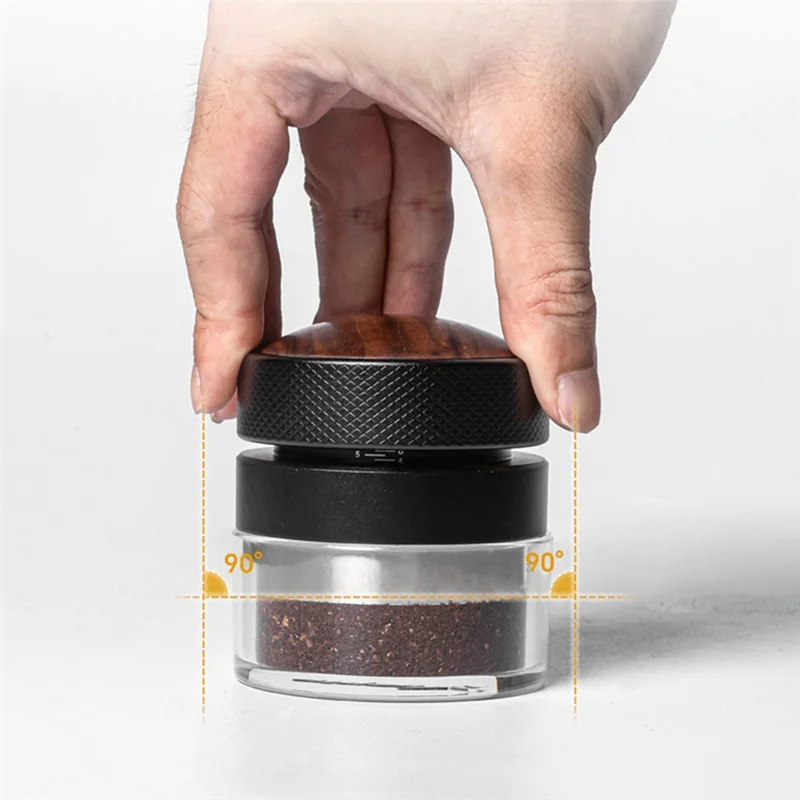

B62B-Self-Gravity Coffee Tamper Self-Adaptive Height Tamper Solid Wood Elastic Tamper Black Threaded Bottom