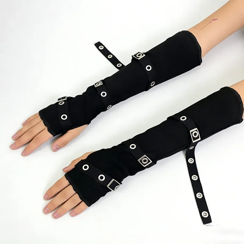 Fashion Fingerless Gloves Black Half Finger Arm Warmer Motorcycle Street Style Cute Punk
