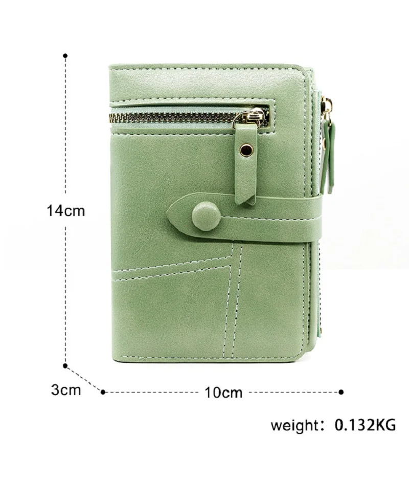 Folding Zipper Short PU Leather Wallet para Mulheres, Small Coin Purses, Hasp Clutch, ID, Titular do cartão de crédito, Dinheiro, Photo Bags