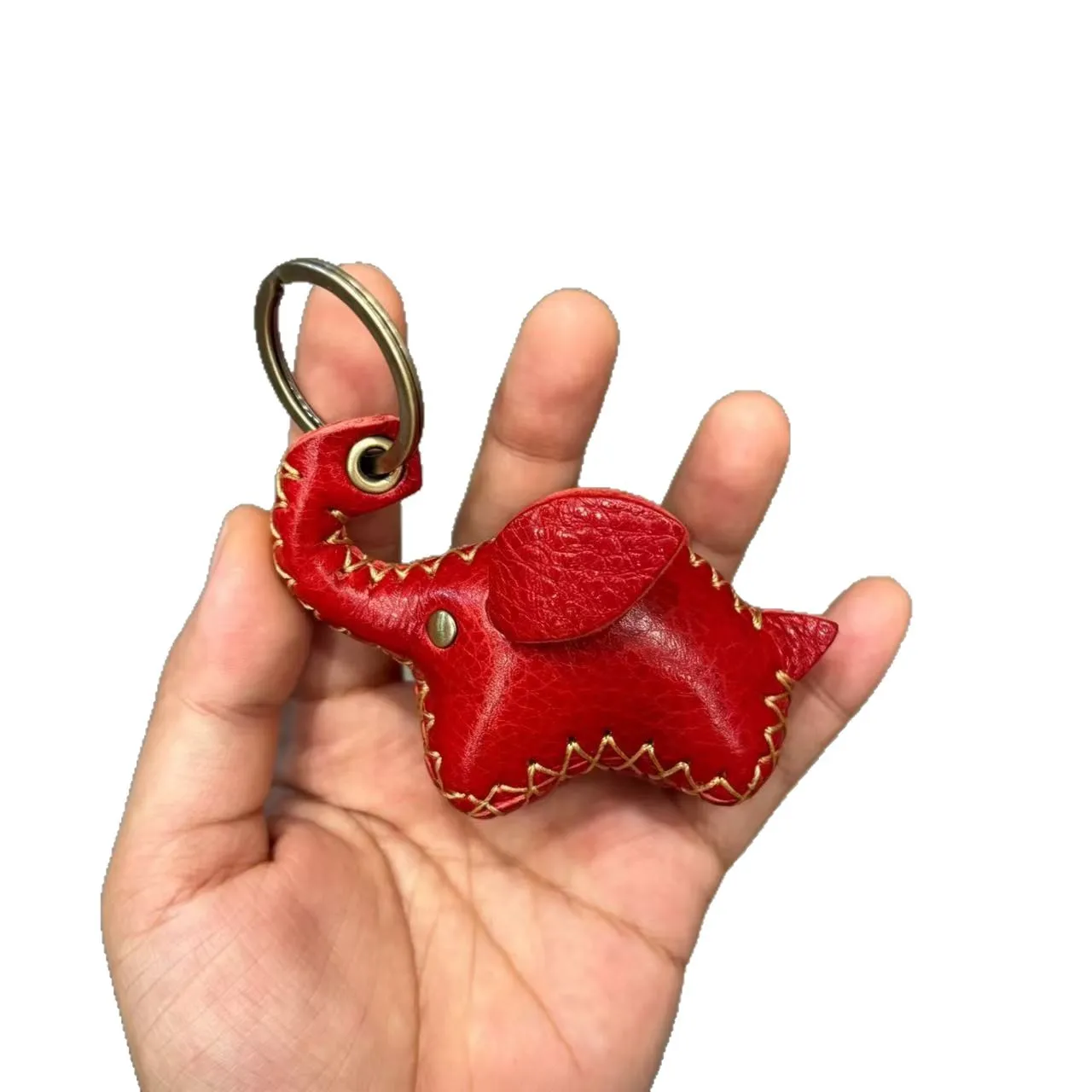 Leather Elephant Keychain  Animal Pendant Car Key Holder Backpack Decoration Pet Bag  Charm