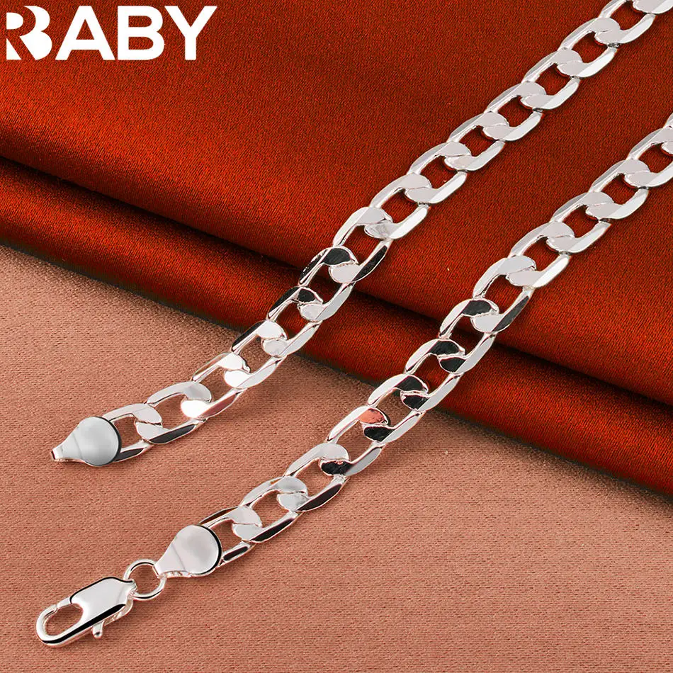 

URBABY 925 Sterling Silver 40-75cm 8mm Chain Necklace For Women Man Charm Trend Birthday Gifts Fashion Party Fine Jewelry