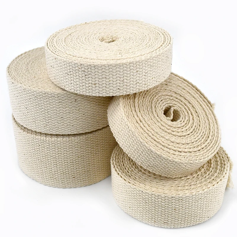 

10Meters 15-38mm Beige Canvas Cotton Webbing Ribbon DIY Bags Strap Tape Belt for Clothing Home Decor Sewing Accessories