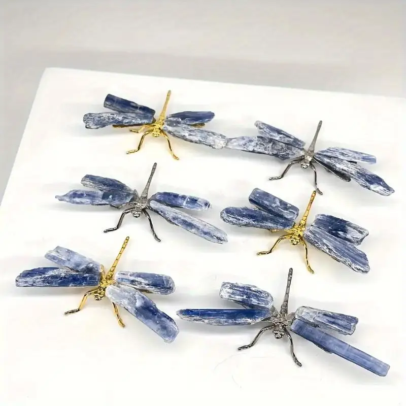 1pc Natural Crystal Kyanite Dragonfly Ornament Stone Animal Home Decoration Holiday Gift Home Decoration
