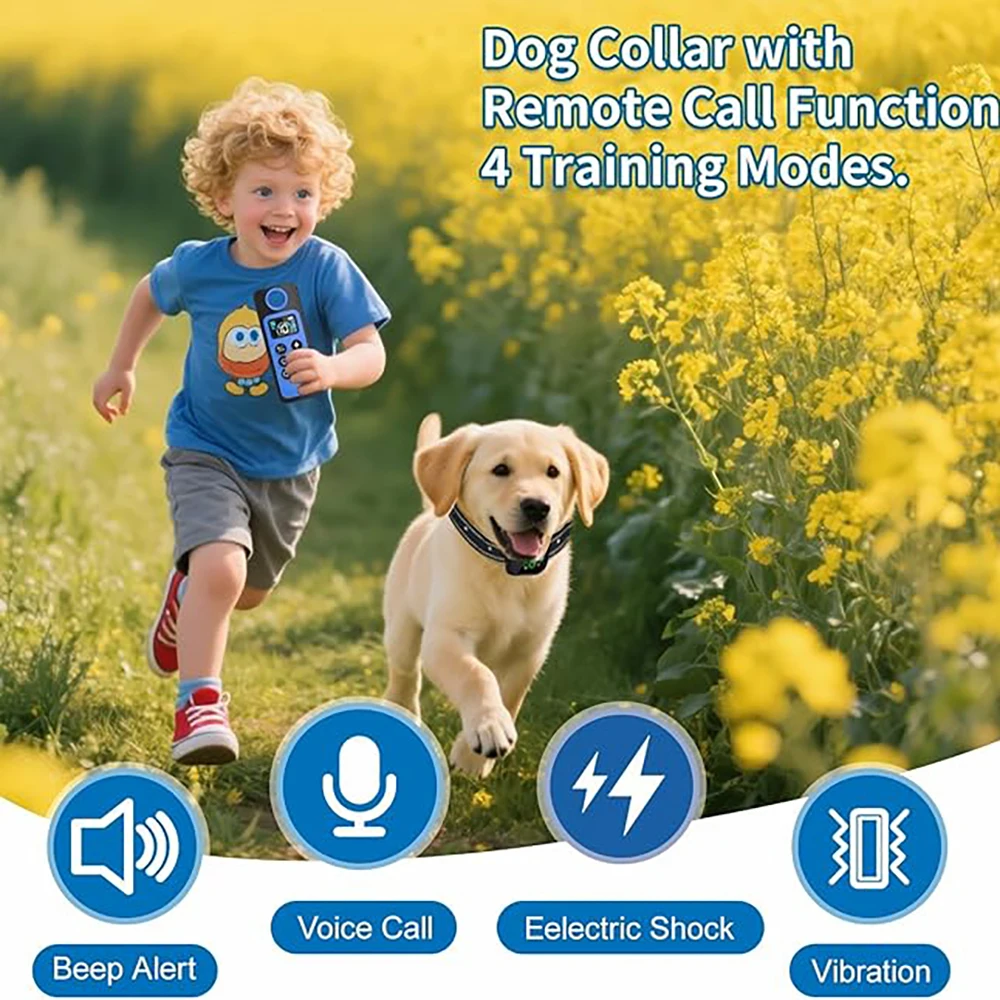 4900FT Long-Distance Remote Humane Dog Interaction Collar IP67 Waterproof & Rechargeable with Call/Light, Fits 10-120 lbs Dogs