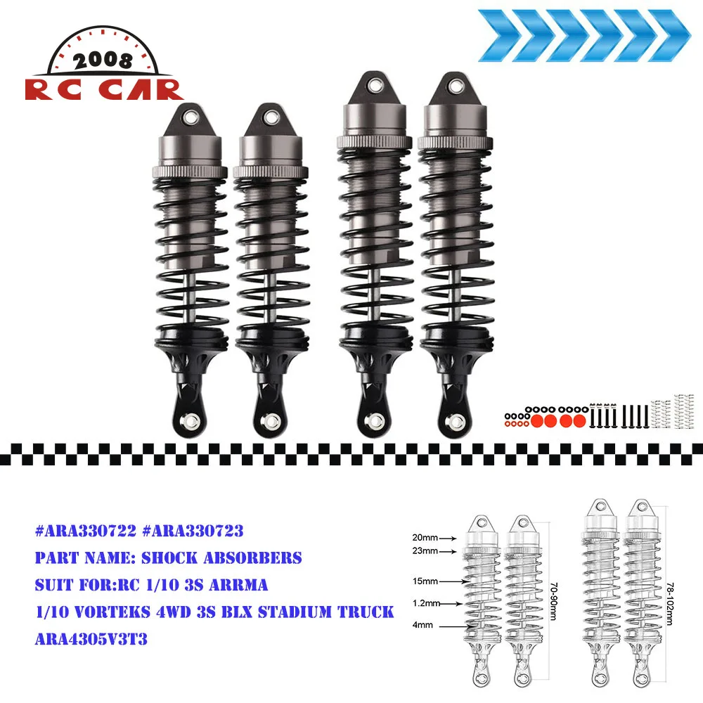 

1:10 Front/Rear RC Damper Shock Absorbers for RC VORTEKS 4WD 3S BLX STADIUM TRUCK ARA4305V3#ARA330722 #ARA330723