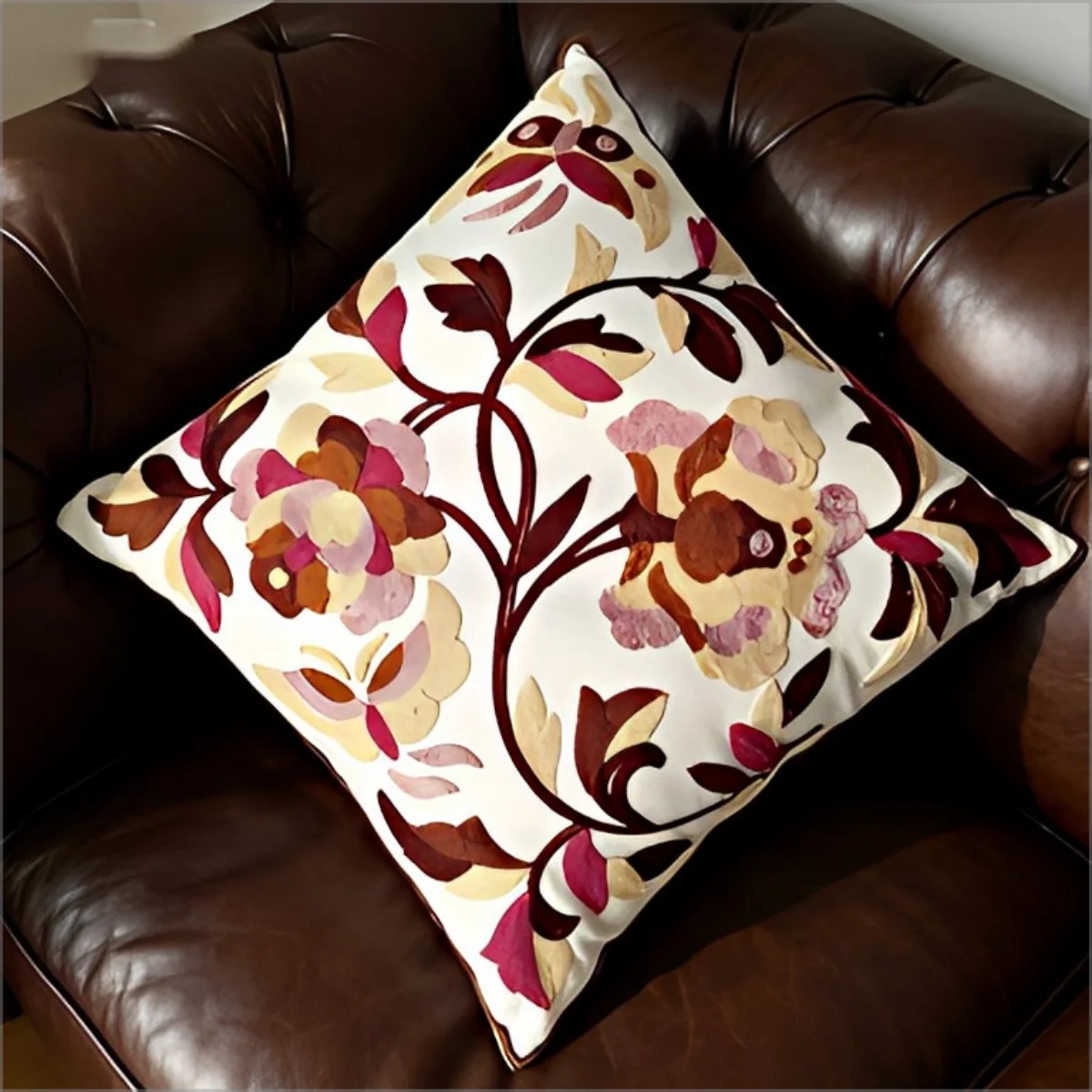 Double Sided Boho Floral  Throw Pillow Cover Vintage Pink Brown Botanical Print  Cushion Case for Couch Home Decor