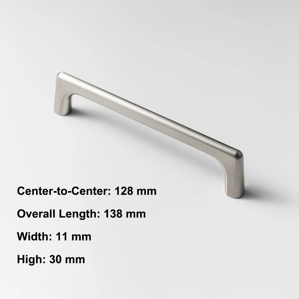 Zinc Alloy Cabinet Door Handles Silver Tone Modern Minimalist Style Drawer Pulls Matte Brushed Finish Single and Dual Hole
