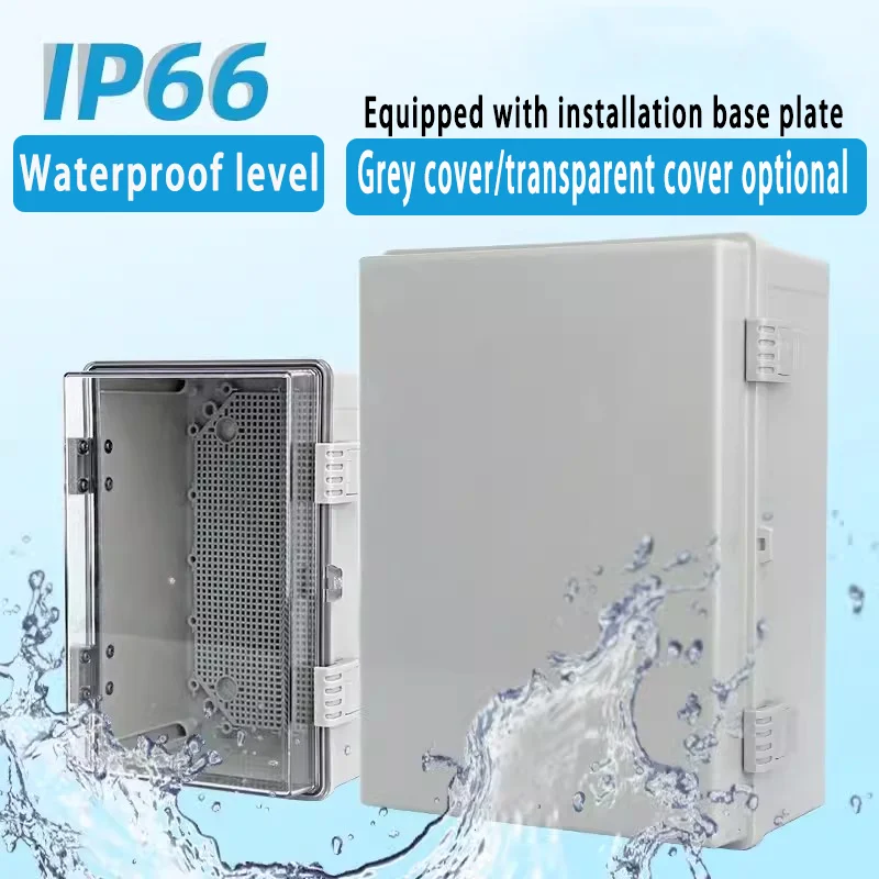 IP66 Waterproof Gray/Transparent Cover Enclosure Power Junction Box ABS Plastic Hinge Outdoor Electronic Distribution Box