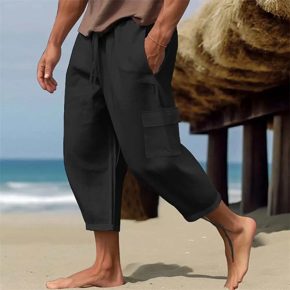 

Casual Pants Versatile Men's Spring Cargo Pants Loose Fit Elastic Waist Multiple Pockets for Hip Hop Gym Training Jogging