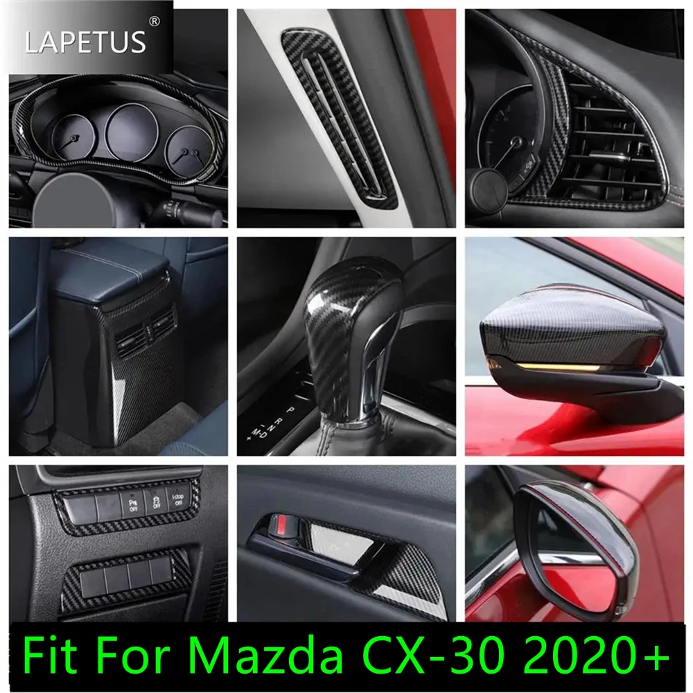 

Carbon Fiber Auto Gear Knob / Dashboard / Head Light Panel / Rearview Mirror Cover Trim For Mazda CX-30 2020 - 2024 Accessories