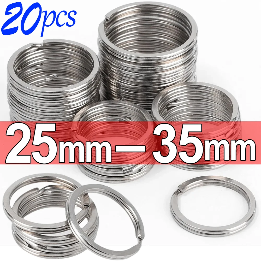 10-20pcs Stainless Steel Key Rings 25-30mm Round Flat Line Split Rings Keyring for Jewelry Making Polished Keychain DIY Findings