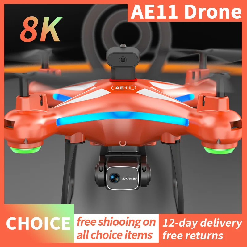 AE11 Drone Profissional, Helicóptero Dobrável, One Key Return, Evitar Obstáculos, WiFi FPV RC Drone, 8K Dual Camera, 2.4G