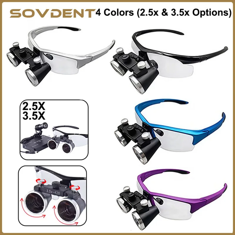 Dental Binocular Magnifier 2.5X 3.5X Ultra-lightweight Optical Loupes 320-420mm Magnifying Glass for Dental Surgery