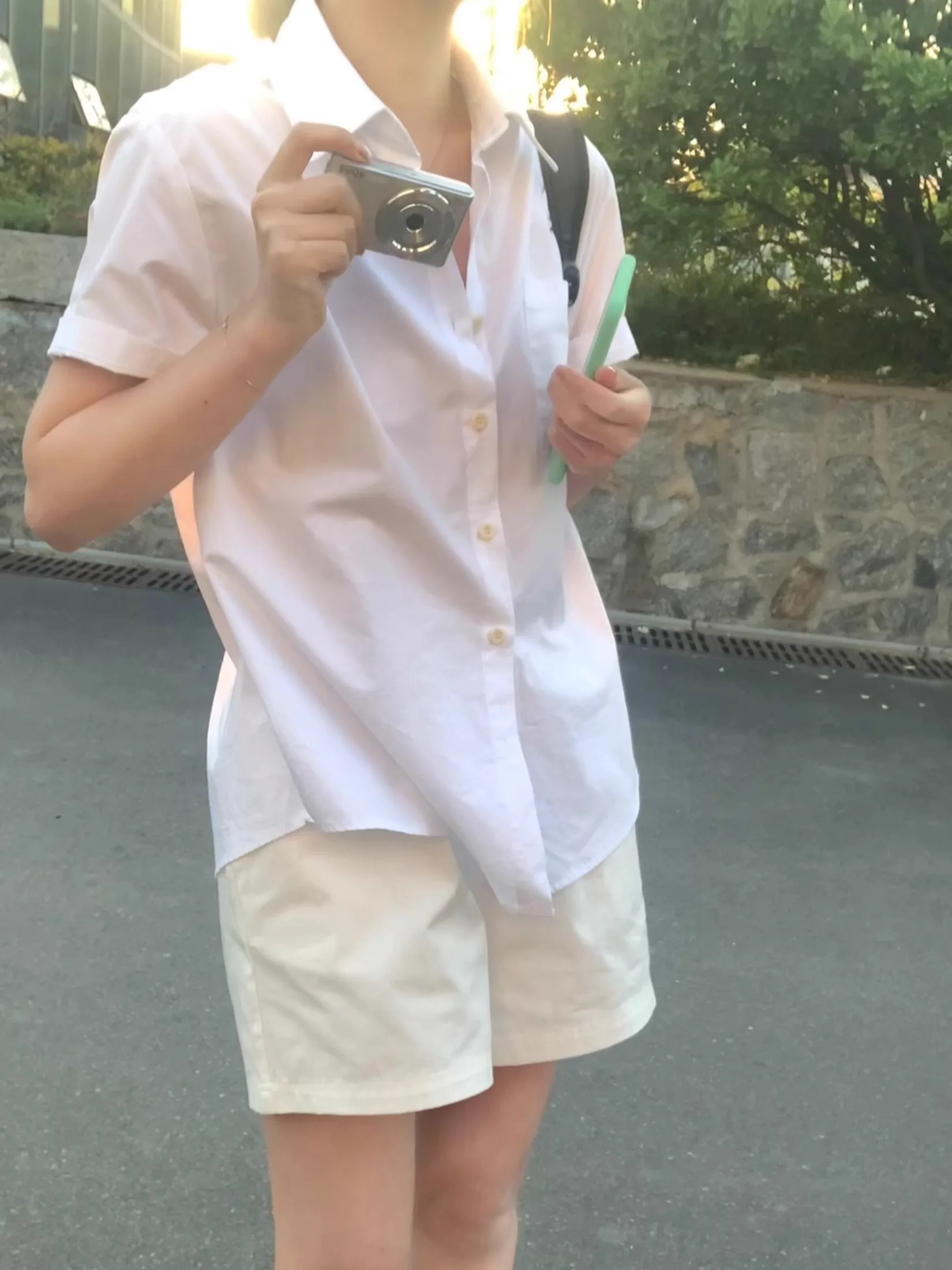 

mat High Waist White orts Casual A-Line Wide Leg Hot Pants Korean Sle Commute Wind Cotton 00% ort Pants