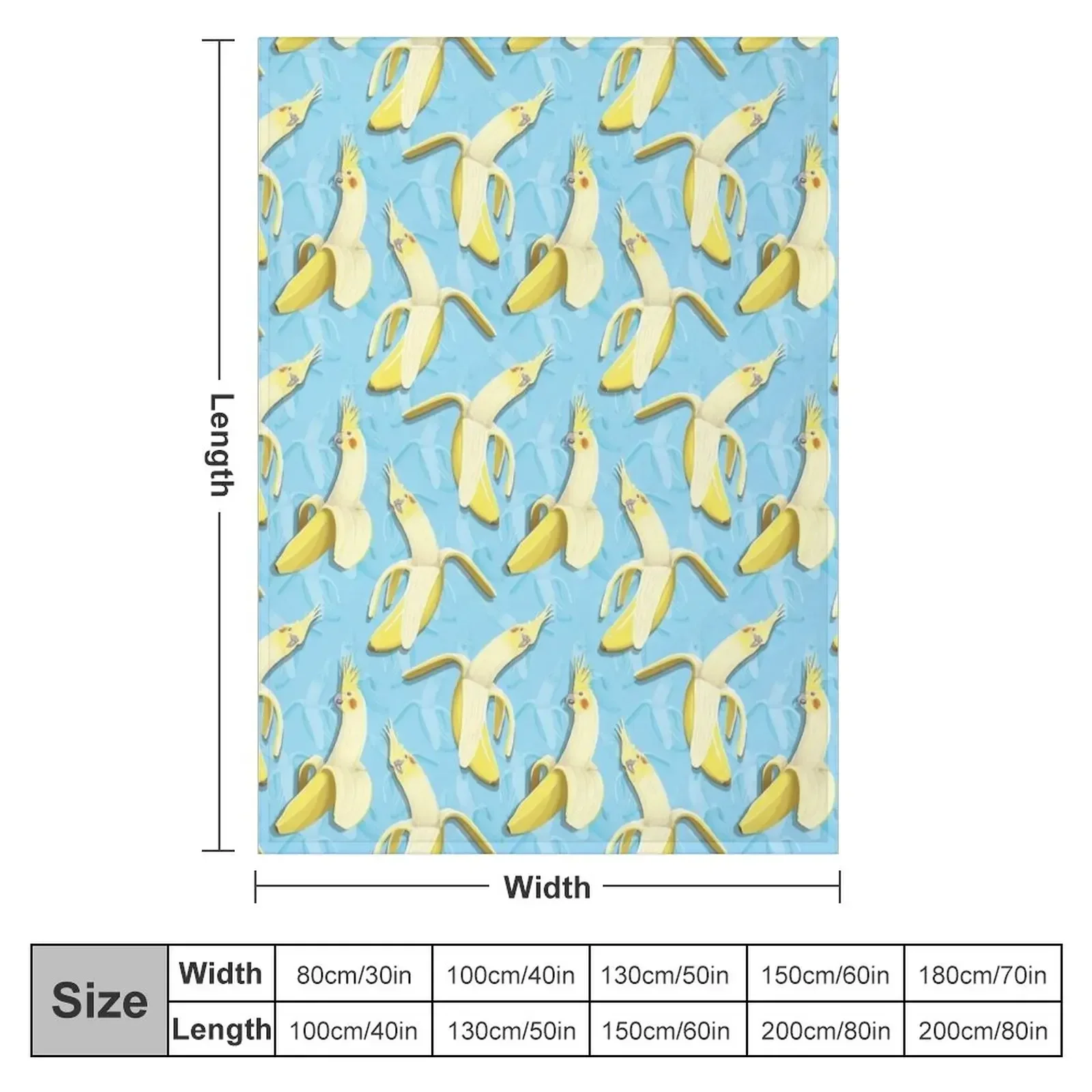 Bananaaaa! - Cockatiel Banana Pattern Throw Blanket Shaggy Decorative Beds Blankets