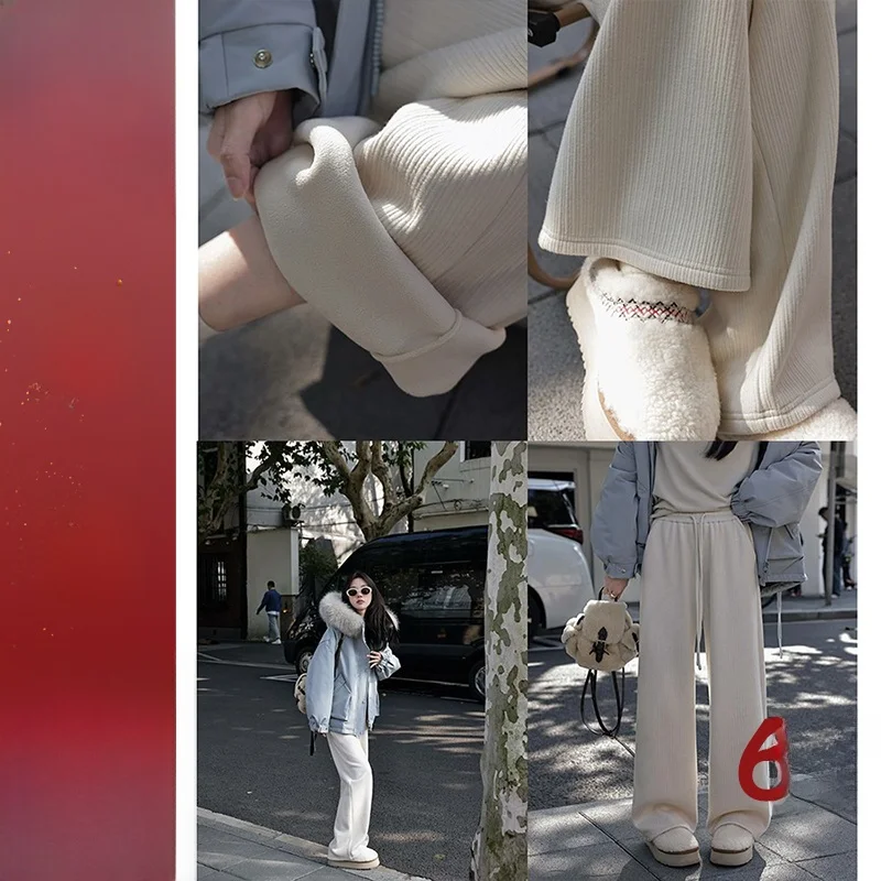 

Теплые полосатые брюки Bebi с эластичным поясом и подкладкой из флиса, прямого кроя, с широкими штанинами, с высокой талией, из хлопка, полиэстера, вискозы, нейлона, спандекса