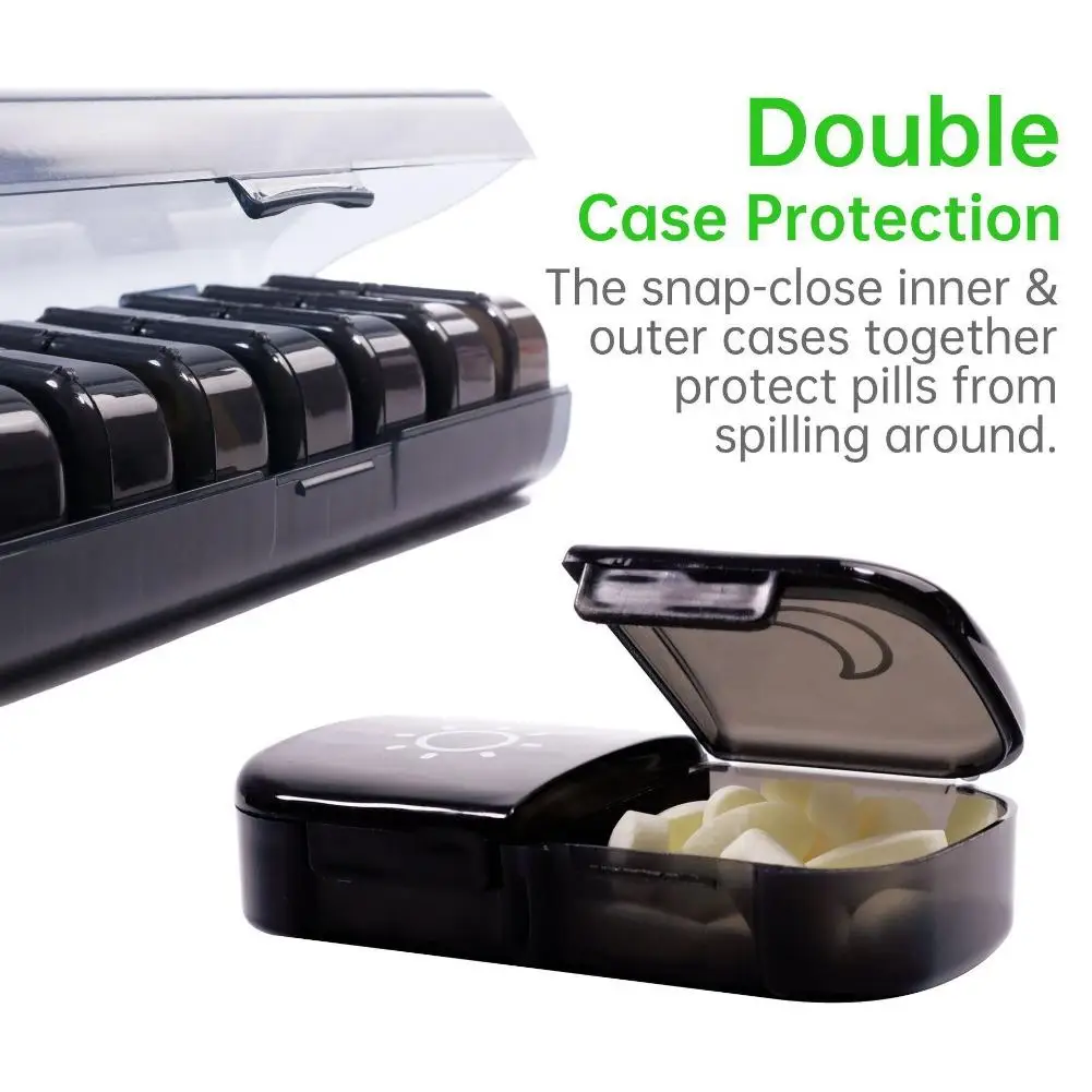 

Waterproof Pill Organizer 14 Compartments 7 Day Morning Evening Medicine Box Large-capacity Sealed Portable Medicine Storage Box