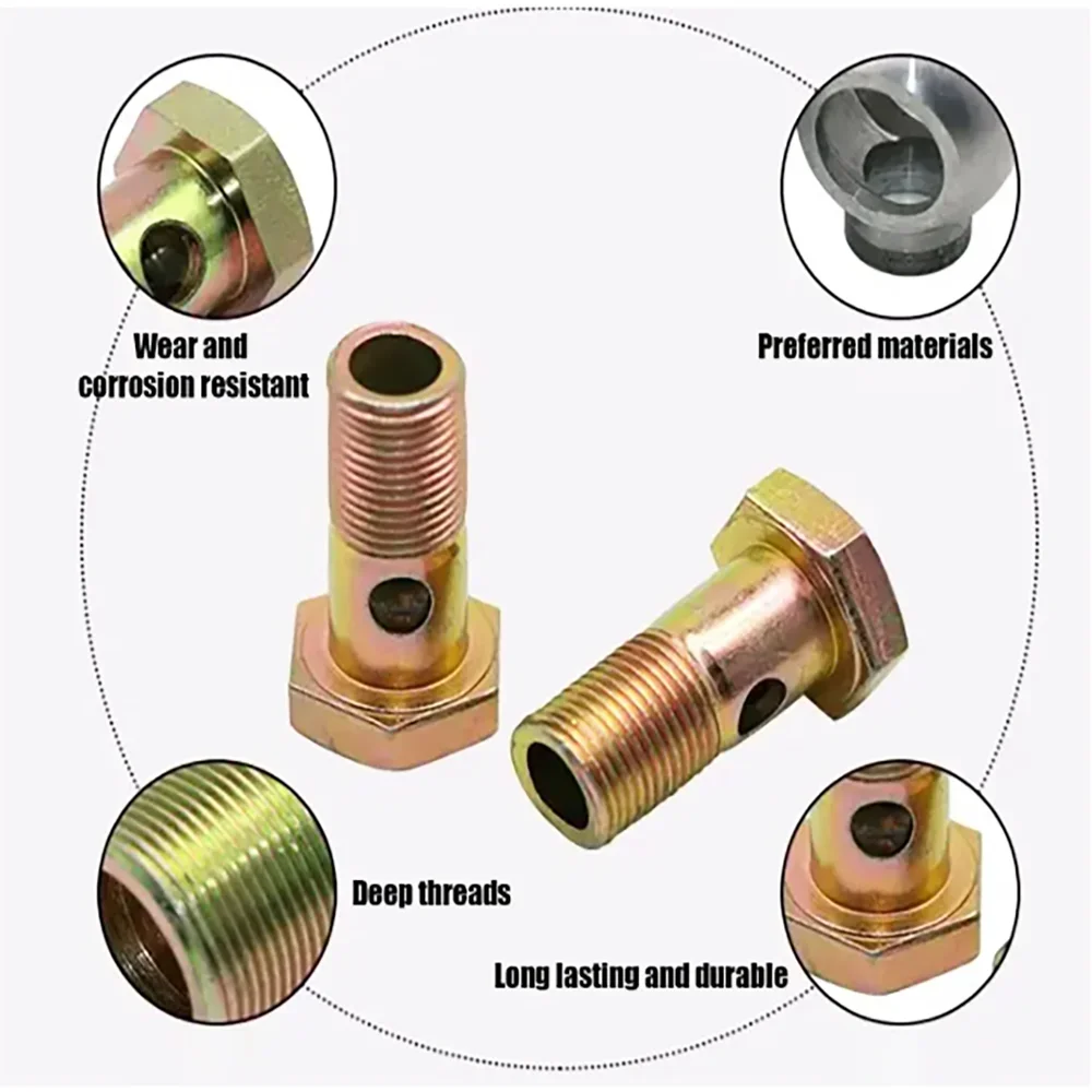 Śruba M10x1,0 mm lub M10x1,25 mm Mocowania banjo z twardego żelaza Śruby motocyklowe Banjo Zacisk hamulca Śruba głównego cylindra hamulcowego