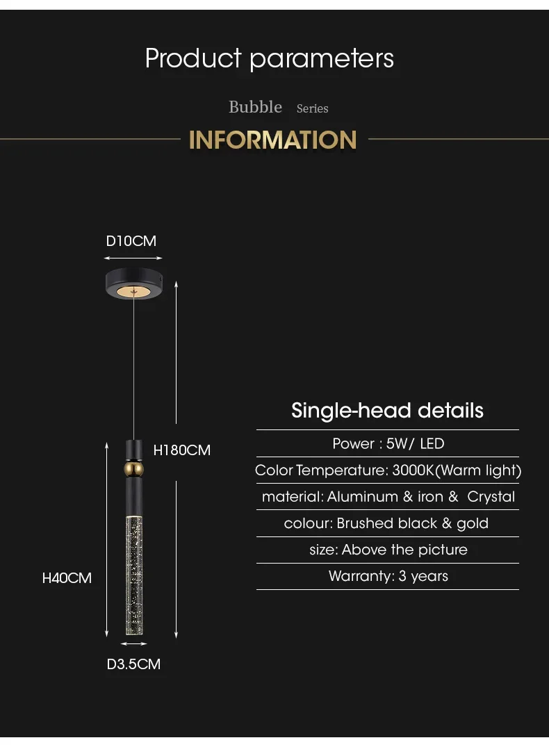 クリスタルハンギングペンダントライトモダンシンプルブラック高級デザインバブル LED ランプ器具装飾寝室のライト